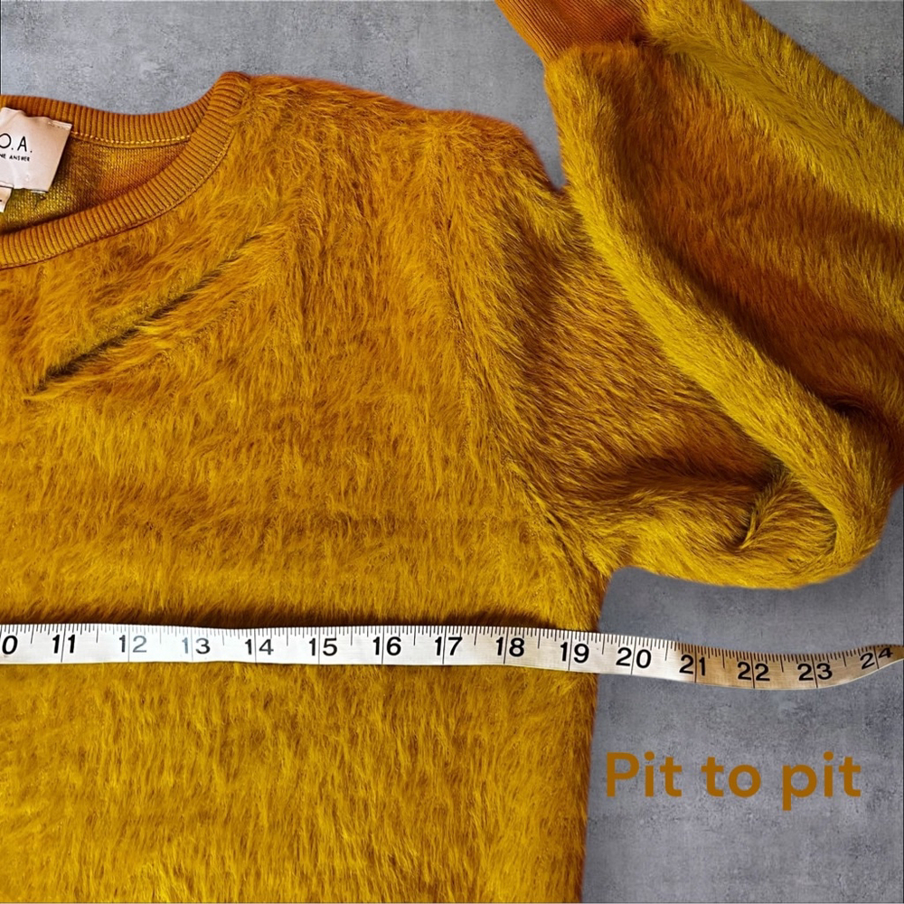 J.O.A. Mustard Faux-Fur Textured Sweater, M - Picture 7 of 13